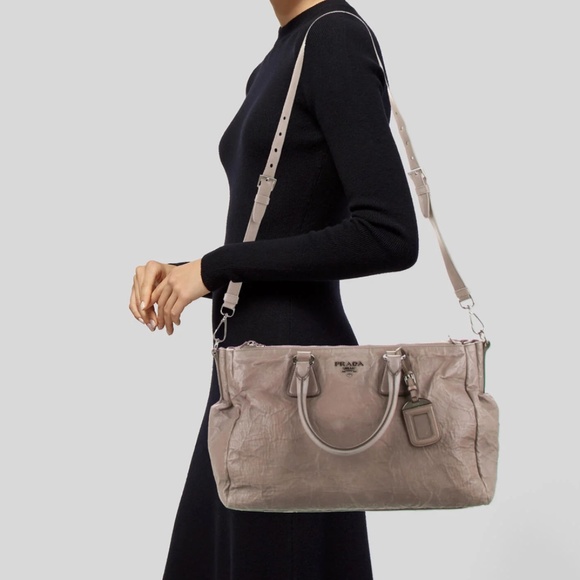 PRADA Nappa Antique Leather Double Zip Convertible Tote Bag - Picture 16 of 17